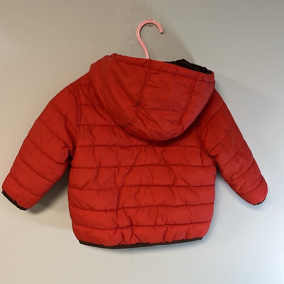 Gymboree Hooded Orange & Brown Puffer Jacket Coat, Baby Boy Size 12-24 months - Picture 4 of 7